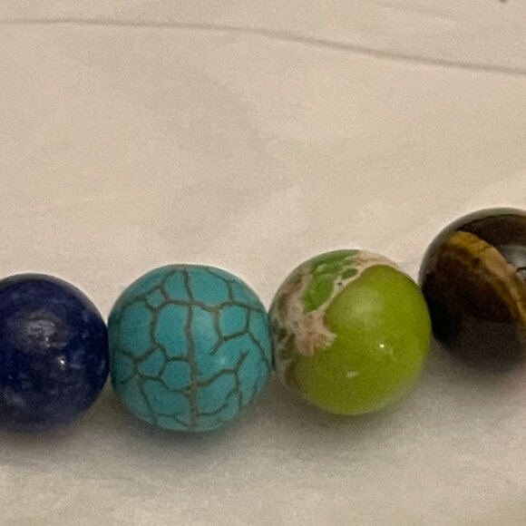 Hamoery Set of 2 Chakra Bracelets Lava Rock & Tiger Eye - Picture 15 of 16